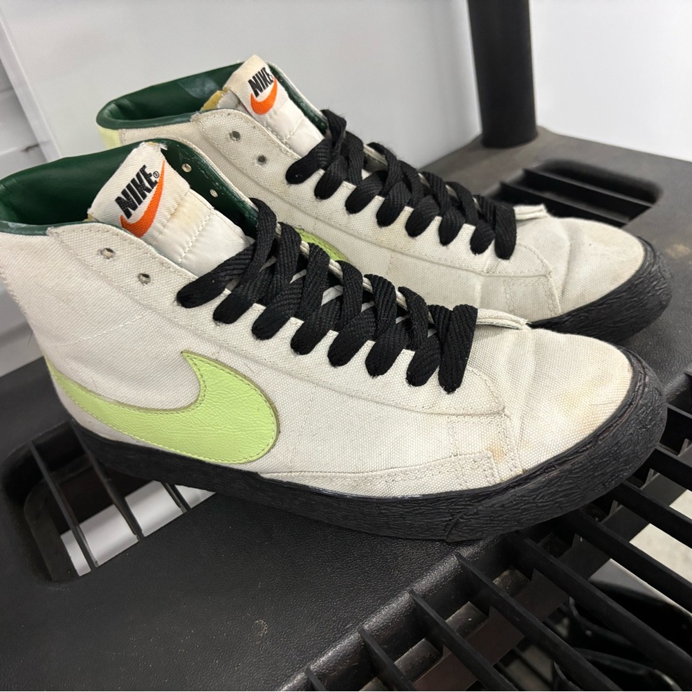Nike High-Top Sneakers with Green Swoosh